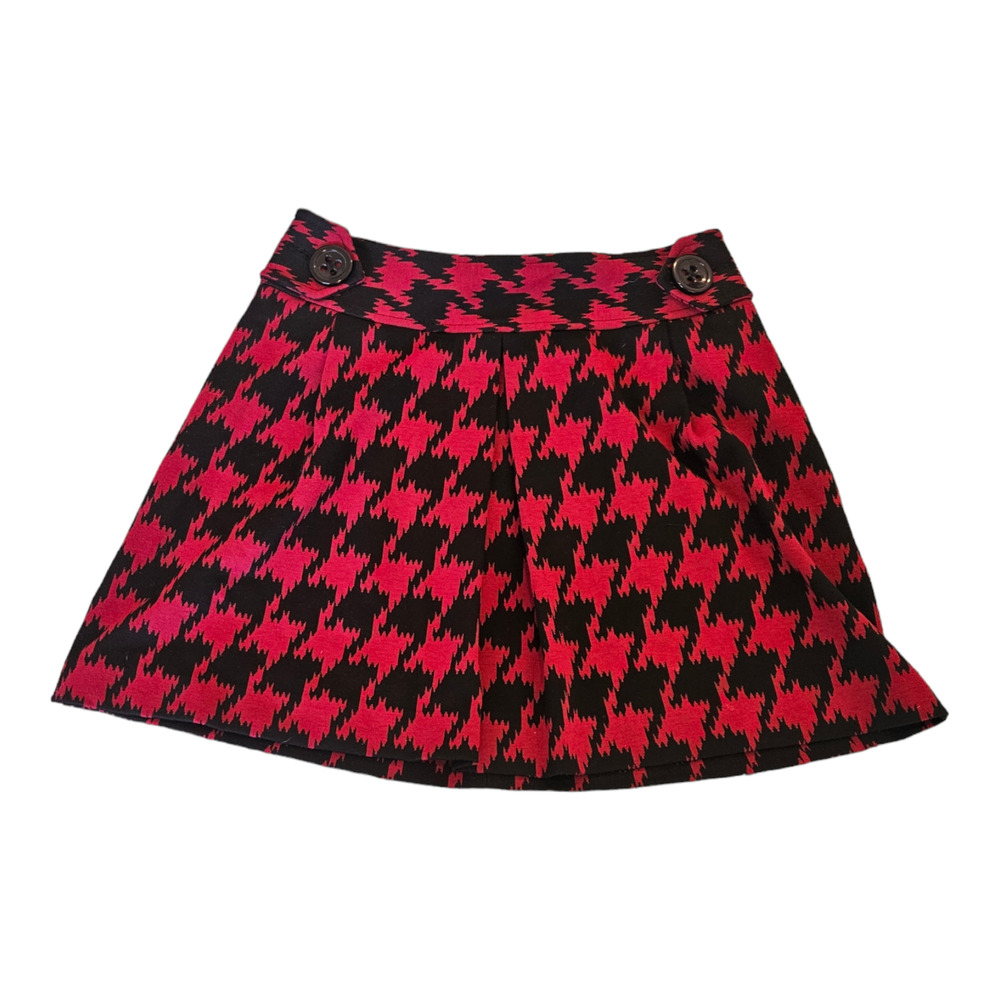 Express Design Studio Size 2 Red and Black Houndstooth Mini Skirt